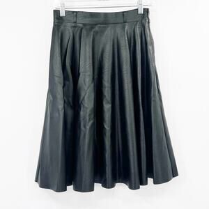 Comme USA Black Faux Leather Midi Skirt